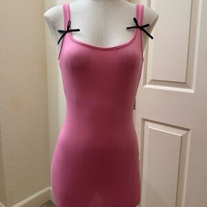 Charlotte Russe Pink Mini Dress with Black Bow Accents